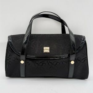 Simply Vera Vera Wang Black Monogram Barrel Bag Patent Leather Y2K Shoulder Bag